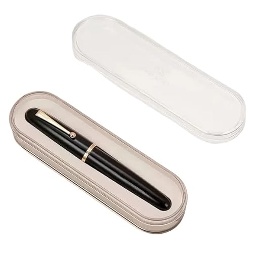 PURYN Füllfederhalter, Elfenbein, große Größe, Harzstift, EF/F/M, Feder mit großem Konverter, Schreibwaren, Büro, Schulbedarf, Schreibstift (schwarz mit Box, 0,5) von PURYN