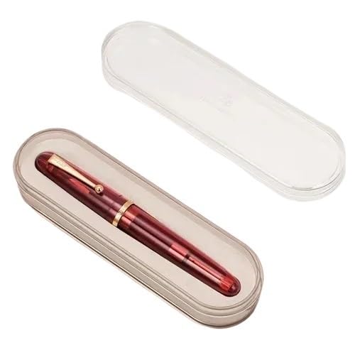 PURYN Füllfederhalter, elfenbeinfarben, große Harz-Feder EF/F/M, Feder mit großem Konverter, Schreibwaren, Büro, Schulbedarf, Schreibstift (Transparentes Rot mit Box, 0,7) von PURYN
