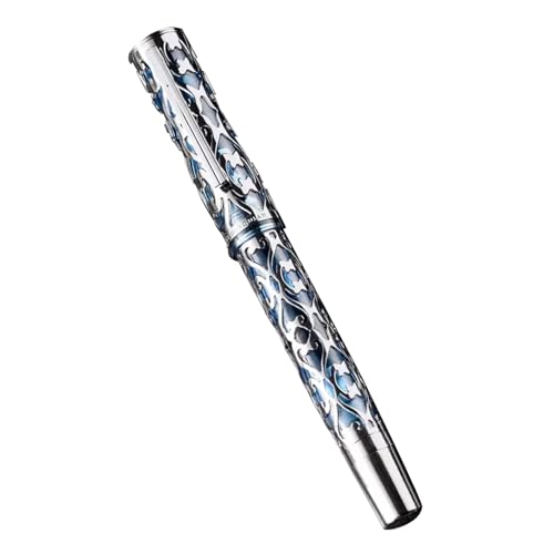 PURYN Füllfederhalter mit EF/F weicher Iridium-Feder, Schraubkappe, Schreibwaren, Bürobedarf, Studenten, Schreibwaren, Retro-Aushöhlstifte (Blau mit Schraubenschlüssel, F) von PURYN
