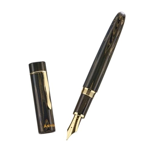 PURYN Klassischer Ebonit-Füllfederhalter aus Hartgummi, Nr. 8 EF/F/M/1.1 Feder, glatt, für Studenten, Schreibwaren, Schreibwaren, Schreibwaren-Stift, Braun, F (0,5 mm)) von PURYN