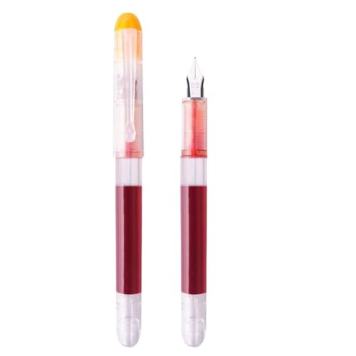 PURYN Modischer Füllfederhalter mit großer Kapazität, schnelltrocknend, F-Feder, Schreibtinte, 8 Farben, 0,5 mm, gerade, flüssiger Stift für Kinder (5) von PURYN