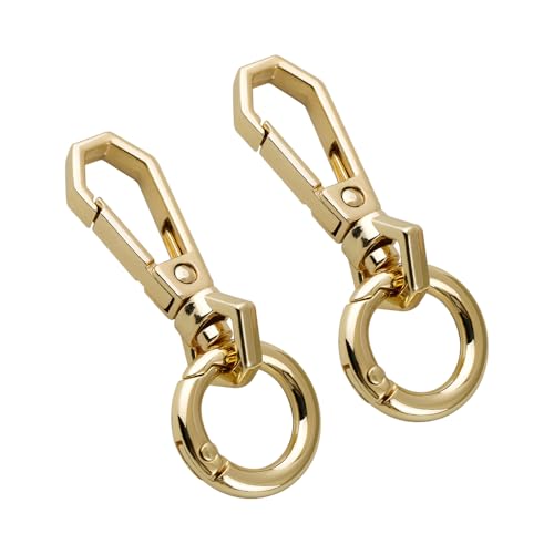 2 Sets Drehverschluss-Clip, Metall-Karabinerhaken, doppelte Öffnung, Schlüsselanhänger-Clip mit Schlüsselring für Bastelarbeiten, Schmuckverschlüsse, Schlüsselbandherstellung (Gold) von PUTNPC