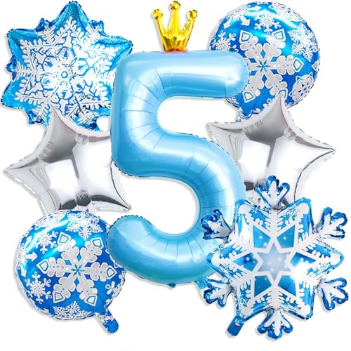 Froze 5th Geburtstagsdeko Mädchen,40 Zoll Blaue Zahl 5 Ballon mit Snowflake Luftballon für Prinzessin Geburtstag Deko,Party Deko für Mädchen Winterdeko Geburtstag Froze 5th Geburtstagsdeko Mädchen,40 Zoll Blaue Zahl 5 Ballon mit Snowflake Luftballon für Prinzessin Geburtstag Deko,Party Deko für Mädchen Winterdeko Geburtstag von PUTUODA