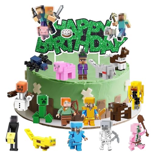 Kuchen Deko Kindergeburtstag Junge,17-teiliges Pixel Figuren Set zum Selbstbauen, Nicht Essbare Cake Topper für Videospiel Mottoparty Kuchen Deko Kindergeburtstag Junge,17-teiliges Pixel Figuren Set zum Selbstbauen, Nicht Essbare Cake Topper für Videospiel Mottoparty von PUTUODA
