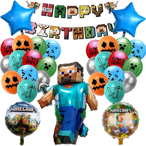 Pixel Luftballon Set für Kindergeburtstag, 32 Stück Miner Gamer Party Deko, Jungen Geburtstag Folien- und Latexballons, Spiel-Themen Party Luftballons Pixel Luftballon Set für Kindergeburtstag, 32 Stück Miner Gamer Party Deko, Jungen Geburtstag Folien- und Latexballons, Spiel-Themen Party Luftballons von PUTUODA