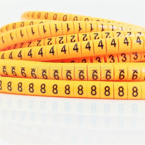 Kabeletikett EC-0 EC-1 1000 Stück Markierungsnummern 0 bis 9 Kabelmanagement Farbige Kabelisolierung PVC for Organisieren von Kabeln und zur Identifizierung (M-0-390 Stück-AZ)(Ec 1 1000pcs yellow) von PUYUNA