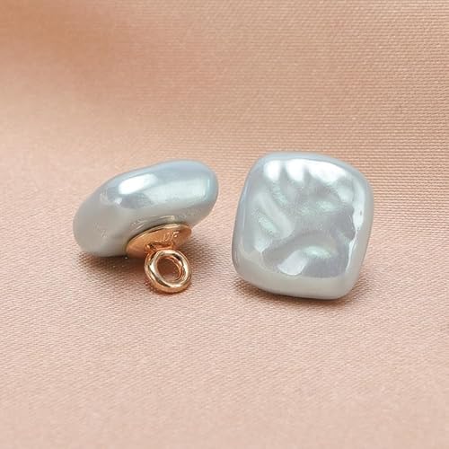 Modische Knöpfe, 10 Stück, 10/12 mm, kleine quadratische/runde Kugelperlen, halbrunde Perlen, dekorativ for Stoffarbeiten, Kunstharz-Ösenknöpfe(Blue,Square Shape 12mm/10pcs) von PUYUNA