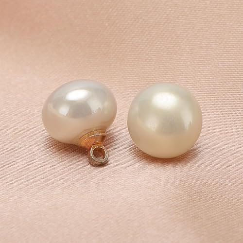 Modische Knöpfe, 10 Stück, 10/12 mm, kleine quadratische/runde Kugelperlen, halbrunde Perlen, dekorativ for Stoffarbeiten, Kunstharz-Ösenknöpfe(Light Yellow,Round 10MM/10pcs) von PUYUNA