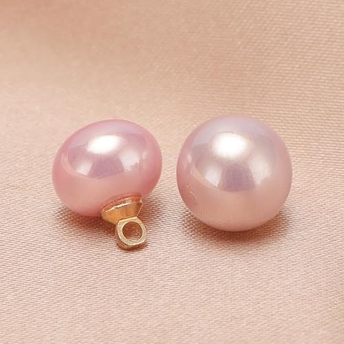 Modische Knöpfe, 10 Stück, 10/12 mm, kleine quadratische/runde Kugelperlen, halbrunde Perlen, dekorativ for Stoffarbeiten, Kunstharz-Ösenknöpfe(Pink,Round 10MM/10pcs) von PUYUNA
