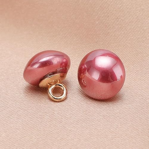 Modische Knöpfe, 10 Stück, 10/12 mm, kleine quadratische/runde Kugelperlen, halbrunde Perlen, dekorativ for Stoffarbeiten, Kunstharz-Ösenknöpfe(Pink,Semicircle 10mm/10pcs) von PUYUNA
