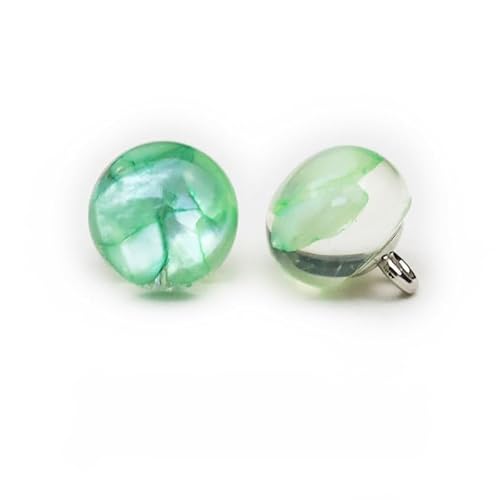 Modische Knöpfe, 10 Stück, 10 mm, hellblau, kleine runde Kugelperle, halbrunde Perle, dekorativ for Stoffherstellung, Kunstharz-Ösenknöpfe(10# Green) von PUYUNA