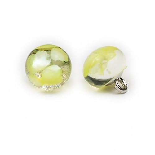 Modische Knöpfe, 10 Stück, 10 mm, hellblau, kleine runde Kugelperle, halbrunde Perle, dekorativ for Stoffherstellung, Kunstharz-Ösenknöpfe(12# Yellow) von PUYUNA
