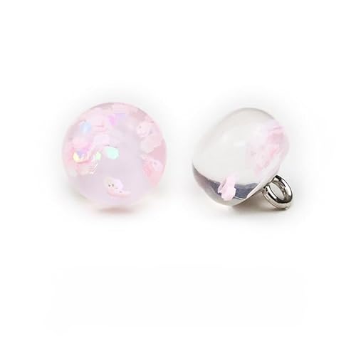 Modische Knöpfe, 10 Stück, 10 mm, hellblau, kleine runde Kugelperle, halbrunde Perle, dekorativ for Stoffherstellung, Kunstharz-Ösenknöpfe(2# Pink) von PUYUNA