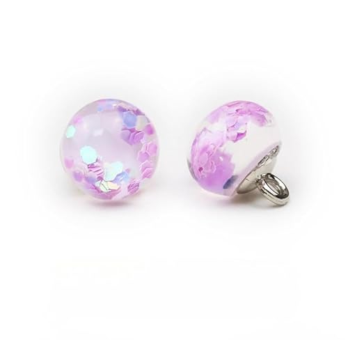 Modische Knöpfe, 10 Stück, 10 mm, hellblau, kleine runde Kugelperle, halbrunde Perle, dekorativ for Stoffherstellung, Kunstharz-Ösenknöpfe(3# Purple) von PUYUNA