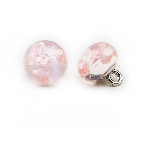 Modische Knöpfe, 10 Stück, 10 mm, hellblau, kleine runde Kugelperle, halbrunde Perle, dekorativ for Stoffherstellung, Kunstharz-Ösenknöpfe(5# Peach Pink) von PUYUNA