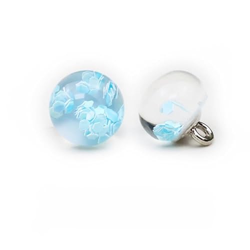 Modische Knöpfe, 10 Stück, 10 mm, hellblau, kleine runde Kugelperle, halbrunde Perle, dekorativ for Stoffherstellung, Kunstharz-Ösenknöpfe(6# Light Blue) von PUYUNA