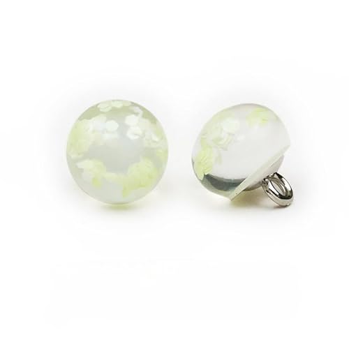 Modische Knöpfe, 10 Stück, 10 mm, hellblau, kleine runde Kugelperle, halbrunde Perle, dekorativ for Stoffherstellung, Kunstharz-Ösenknöpfe(7# Light Green) von PUYUNA