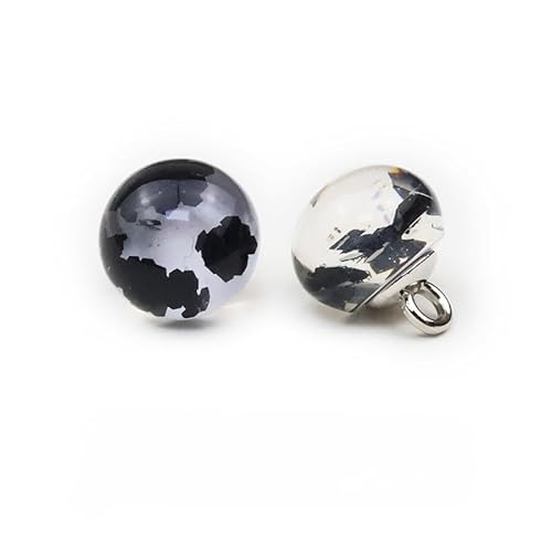 Modische Knöpfe, 10 Stück, 10 mm, hellblau, kleine runde Kugelperle, halbrunde Perle, dekorativ for Stoffherstellung, Kunstharz-Ösenknöpfe(8# Black) von PUYUNA