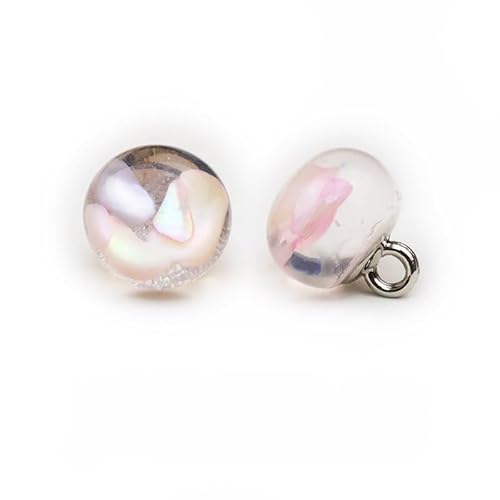 Modische Knöpfe, 10 Stück, 10 mm, hellblau, kleine runde Kugelperle, halbrunde Perle, dekorativ for Stoffherstellung, Kunstharz-Ösenknöpfe(9# Light Pink) von PUYUNA