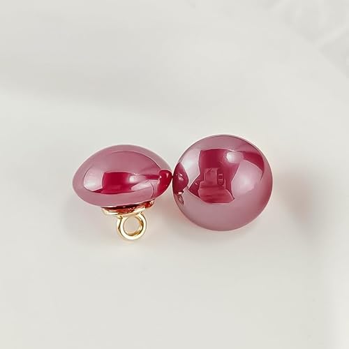 Modische Knöpfe, 10 Stück, 10 mm, rosarot, kleine runde Kugel, Perle, halbrunde Birne, dekorativ for Stoffherstellung, Kunstharz-Ösenknöpfe(Rose Red) von PUYUNA