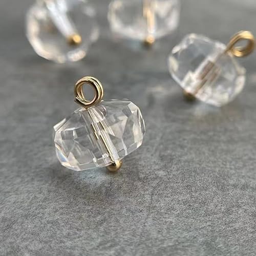 Modische Knöpfe, 10 Stück, 10 mm, transparent, kleine runde Kugelperlen, halbrunde Perlen, dekorativ for Stoffarbeiten, Kunstharz-Ösenknöpfe(Transparent) von PUYUNA