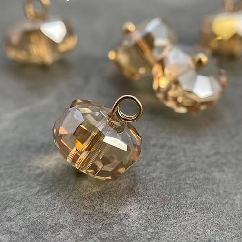 Modische Knöpfe, 10 Stück, 10 mm, transparent, kleine runde Kugelperlen, halbrunde Perlen, dekorativ for Stoffarbeiten, Kunstharz-Ösenknöpfe(Yellow) von PUYUNA