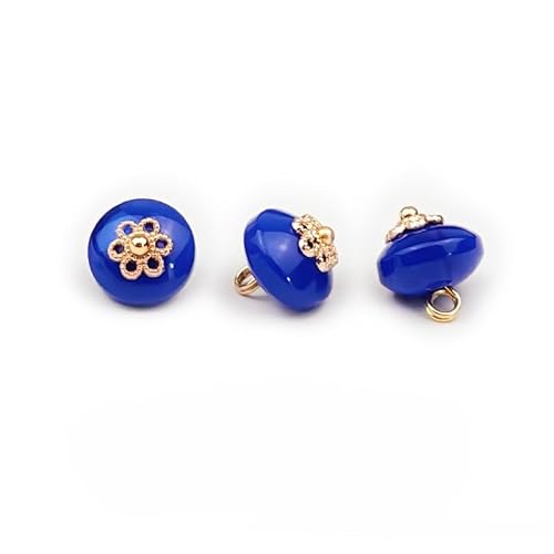 Modische Knöpfe, 20 Stück, 10 mm, Jade-Imitation, kleine runde Kugelperle, halbrunde Perle, dekorativ for Stoffherstellung, Kunstharz-Ösenknopf(Bright Blue) von PUYUNA