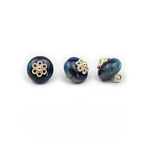 Modische Knöpfe, 20 Stück, 10 mm, Jade-Imitation, kleine runde Kugelperle, halbrunde Perle, dekorativ for Stoffherstellung, Kunstharz-Ösenknopf(Dark Blue) von PUYUNA