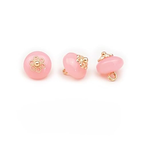 Modische Knöpfe, 20 Stück, 10 mm, Jade-Imitation, kleine runde Kugelperle, halbrunde Perle, dekorativ for Stoffherstellung, Kunstharz-Ösenknopf(Light Pink) von PUYUNA