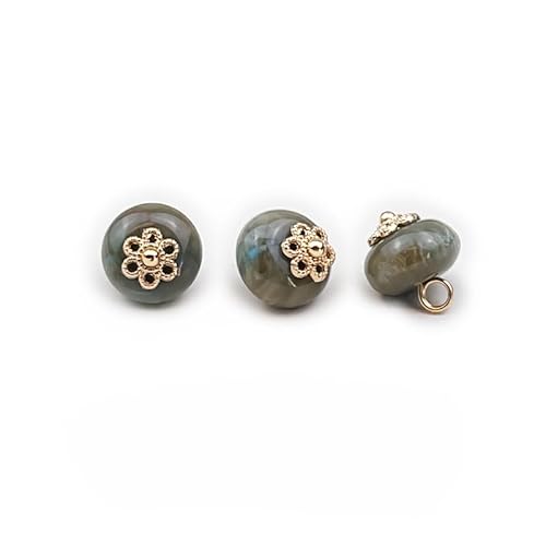 Modische Knöpfe, 20 Stück, 10 mm, Jade-Imitation, kleine runde Kugelperle, halbrunde Perle, dekorativ for Stoffherstellung, Kunstharz-Ösenknopf(Retro Green) von PUYUNA