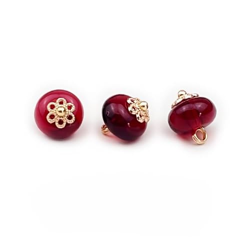 Modische Knöpfe, 20 Stück, 10 mm, Jade-Imitation, kleine runde Kugelperle, halbrunde Perle, dekorativ for Stoffherstellung, Kunstharz-Ösenknopf(Rose Red) von PUYUNA