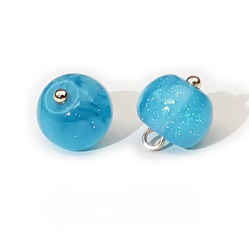 Modische Knöpfe, 20 Stück, 11 mm, dunkelgrün, kleine runde Kugelperle, halbrunde Perle, dekorativ for Stoffherstellung, Kunstharz-Ösenknöpfe(6# Lake Blue) von PUYUNA