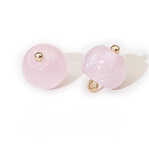 Modische Knöpfe, 20 Stück, 11 mm, dunkelgrün, kleine runde Kugelperle, halbrunde Perle, dekorativ for Stoffherstellung, Kunstharz-Ösenknöpfe(8# Pink) von PUYUNA