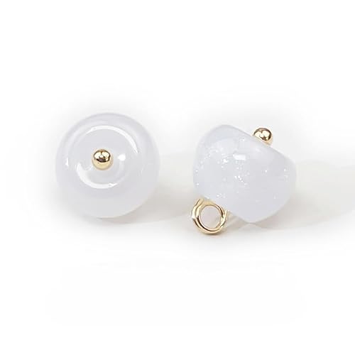 Modische Knöpfe, 20 Stück, 11 mm, dunkelviolett, kleine runde Kugelperlen, halbrunde Perlen, dekorativ for Stoffherstellung, Kunstharz-Ösenknopf(12# White) von PUYUNA