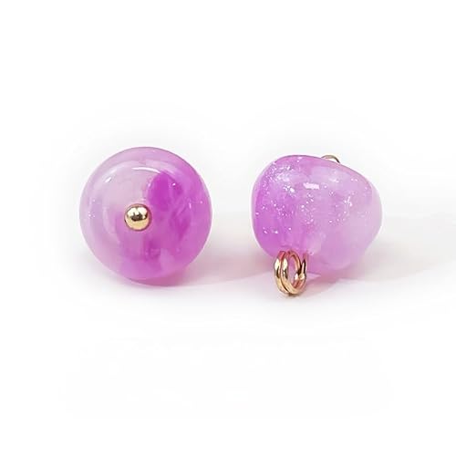 Modische Knöpfe, 20 Stück, 11 mm, dunkelviolett, kleine runde Kugelperlen, halbrunde Perlen, dekorativ for Stoffherstellung, Kunstharz-Ösenknopf(15#Light Purple) von PUYUNA