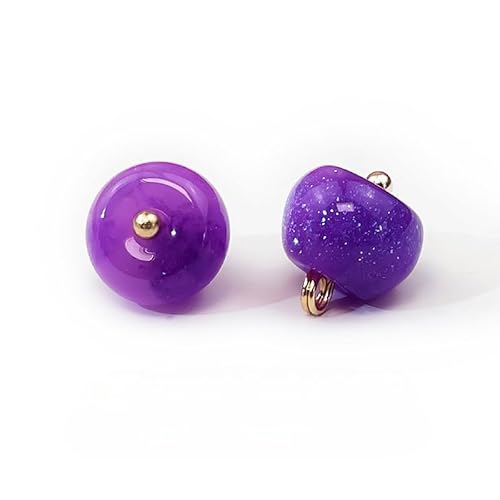 Modische Knöpfe, 20 Stück, 11 mm, dunkelviolett, kleine runde Kugelperlen, halbrunde Perlen, dekorativ for Stoffherstellung, Kunstharz-Ösenknopf(16# Deep Purple) von PUYUNA