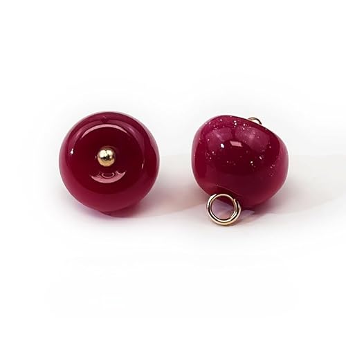 Modische Knöpfe, 20 Stück, 11 mm, dunkelviolett, kleine runde Kugelperlen, halbrunde Perlen, dekorativ for Stoffherstellung, Kunstharz-Ösenknopf(17# Red) von PUYUNA