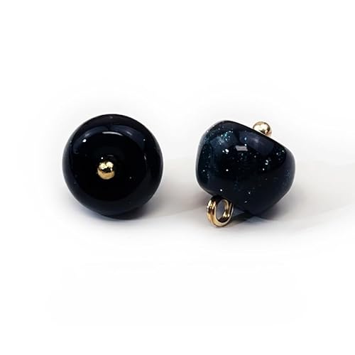 Modische Knöpfe, 20 Stück, 11 mm, dunkelviolett, kleine runde Kugelperlen, halbrunde Perlen, dekorativ for Stoffherstellung, Kunstharz-Ösenknopf(19# Black) von PUYUNA