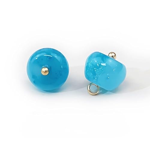 Modische Knöpfe, 20 Stück, 11 mm, dunkelviolett, kleine runde Kugelperlen, halbrunde Perlen, dekorativ for Stoffherstellung, Kunstharz-Ösenknopf(20# Lake Blue) von PUYUNA