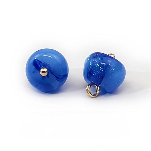 Modische Knöpfe, 20 Stück, 11 mm, dunkelviolett, kleine runde Kugelperlen, halbrunde Perlen, dekorativ for Stoffherstellung, Kunstharz-Ösenknopf(21# Blue) von PUYUNA
