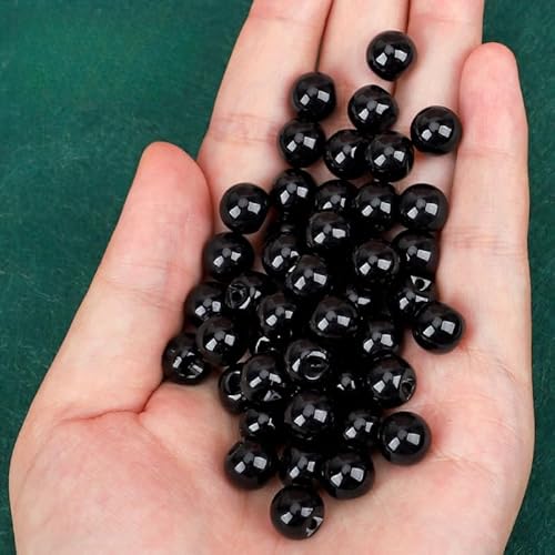 Modische Knöpfe, 6 Stück, 10 mm, Kunststein, kleine runde Kugel, Perle, halbrunde Birne, dekorativ for Stoffherstellung, Kunstharz-Ösenknöpfe(Black) von PUYUNA