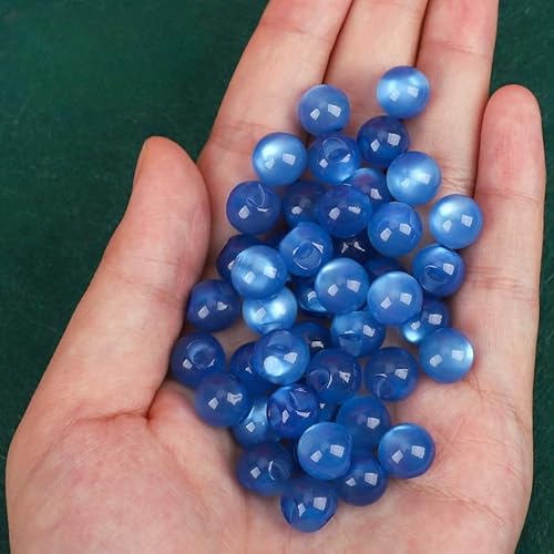Modische Knöpfe, 6 Stück, 10 mm, Kunststein, kleine runde Kugel, Perle, halbrunde Birne, dekorativ for Stoffherstellung, Kunstharz-Ösenknöpfe(Deep Blue) von PUYUNA