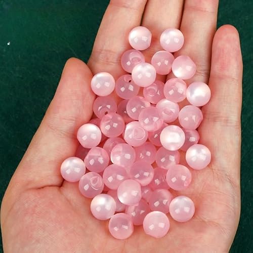 Modische Knöpfe, 6 Stück, 10 mm, Kunststein, kleine runde Kugel, Perle, halbrunde Birne, dekorativ for Stoffherstellung, Kunstharz-Ösenknöpfe(Light Pink) von PUYUNA