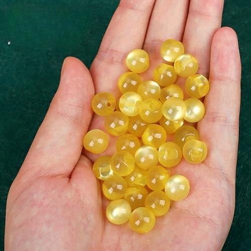 Modische Knöpfe, 6 Stück, 10 mm, Kunststein, kleine runde Kugel, Perle, halbrunde Birne, dekorativ for Stoffherstellung, Kunstharz-Ösenknöpfe(Yellow) von PUYUNA