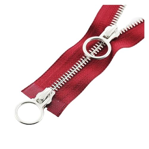 PUYUNA Reißverschlüsse, Reißverschlüsse for Nähen, 2-teilig, Reißverschluss, Jacke, Doppelschieber, DIY-Nähkreisschieber, Kleidungszubehör (rot, 70 cm)(Wine Red,70cm) von PUYUNA