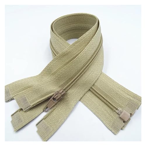 PUYUNA Reißverschlüsse, Reißverschlüsse for Nähen, 5 Stück, Reißverschluss mit offenem Ende, 20–60 cm, geeignet for den Nähprozess von Kleidungsstücken (rot, 60 cm_5 Stück)(Khaki,25CM-5PCS) von PUYUNA