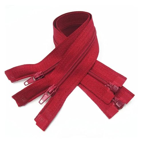 PUYUNA Reißverschlüsse, Reißverschlüsse for Nähen, 5 Stück, Reißverschluss mit offenem Ende, 20–60 cm, geeignet for den Nähprozess von Kleidungsstücken (rot, 60 cm_5 Stück)(Wine Red,25CM-5PCS) von PUYUNA