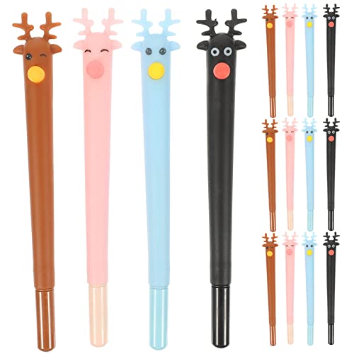 PUYUNA Weihnachtsstifte, süßer Rentier-Gel-Tintenstift, 0,5 mm, schwarz, glattes Schreiben, Flüssiggelstifte, Büro, Schule, Studenten, Schreibwaren, Weihnachtsgeschenke (4 Stück) von PUYUNA