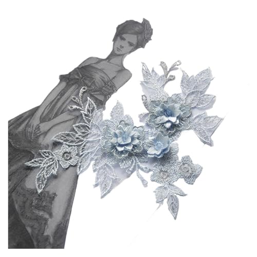 Spitzenapplikation, Spitzenapplikation, 1 Stück, 3D-Spitzenblumen-Stickerei-Applikation, Besatz, Aufnäher, DIY-Nähdekoration, Basteln, Hochzeitskleid-Accessoire, handgefertigt for Hochzeitskleid, Brau von PUYUNA