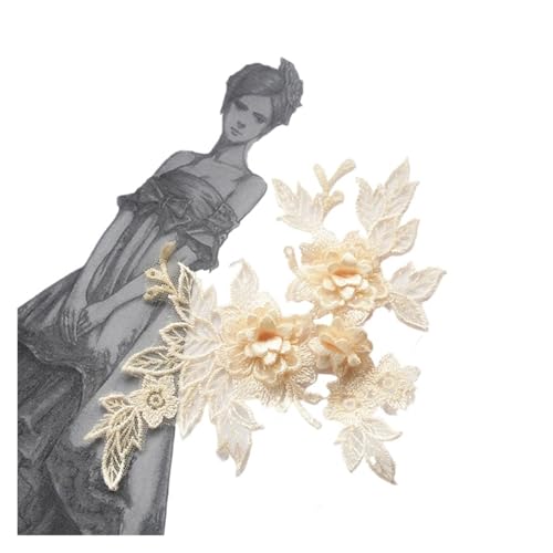 Spitzenapplikation, Spitzenapplikation, 1 Stück, 3D-Spitzenblumen-Stickerei-Applikation, Besatz, Aufnäher, DIY-Nähdekoration, Basteln, Hochzeitskleid-Accessoire, handgefertigt for Hochzeitskleid, Brau von PUYUNA